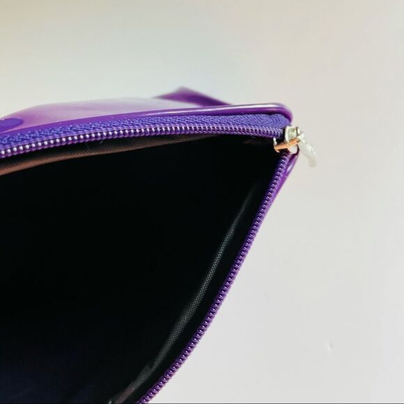 Lancôme Paris Makeup Bag Purple Patent Faux Leather Cosmetic Pouch Rare Vintage - Picture 7 of 10